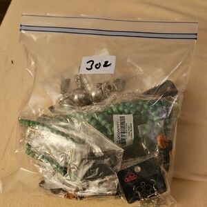 Assorted Jewelry Bag with Green and Silver Accents